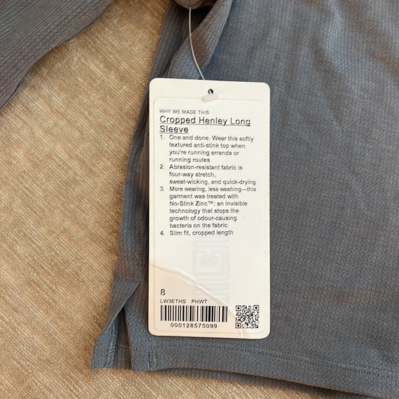 Lululemon Cropped Henley Long Sleeve in Heathered Asphalt Grey / White - Picture 5 of 5